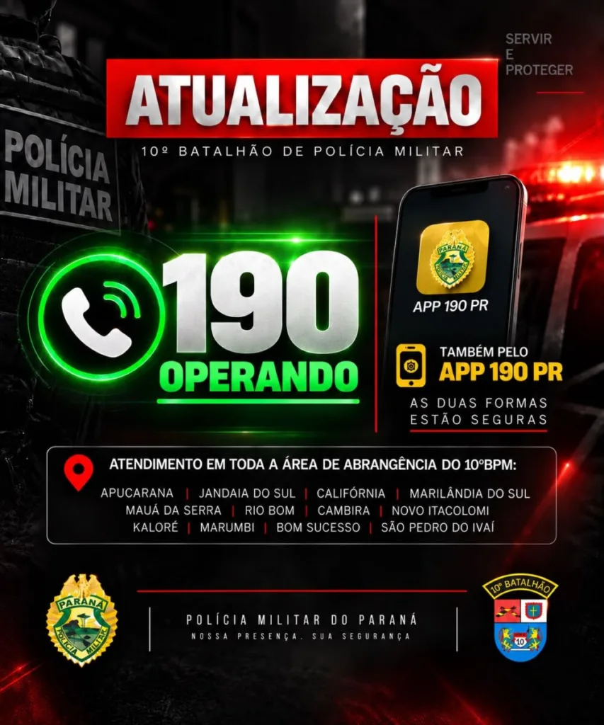 APUCARANA – 10º BPM restabelece energia e atendimento pelo 190