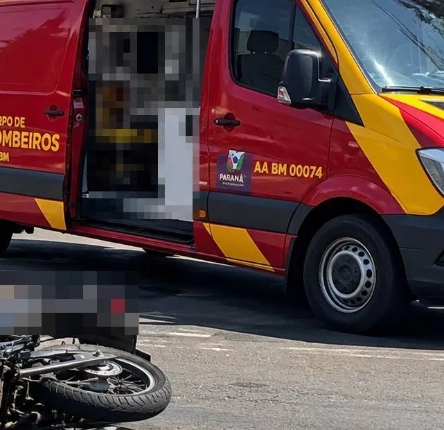 IVAIPORÃ – Queda de motocicleta mobiliza Corpo de Bombeiros na Avenida Paraná