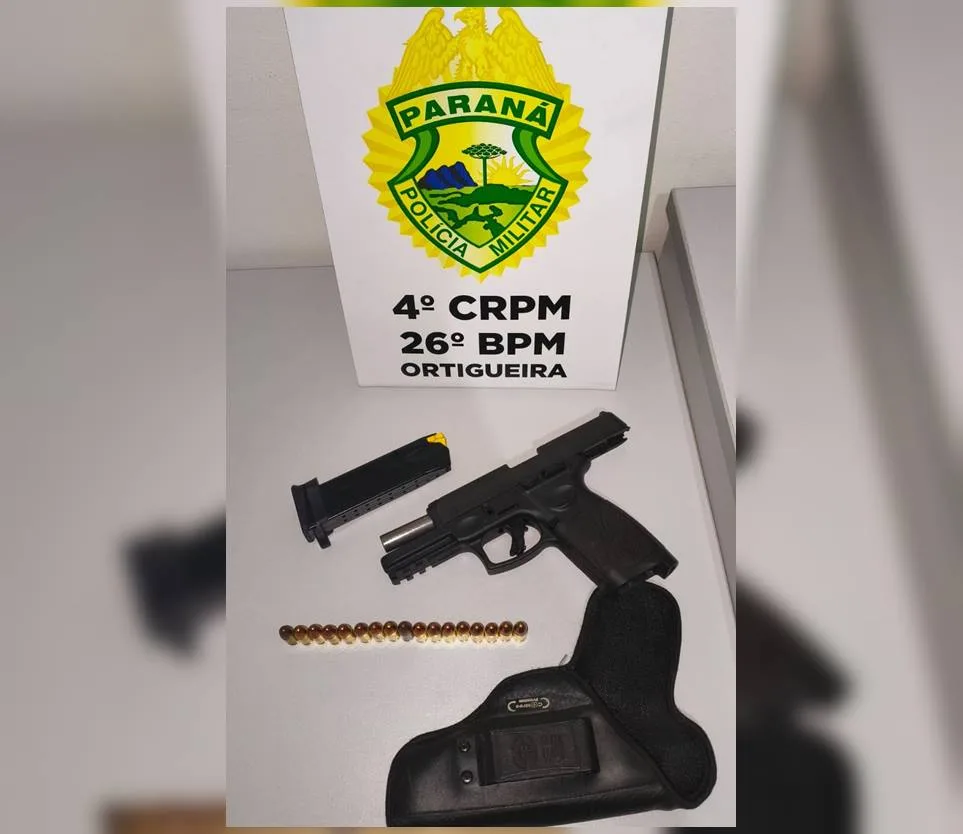 ORTIGUEIRA – Polícia Militar apreende pistola 9mm e munições em caminhonete