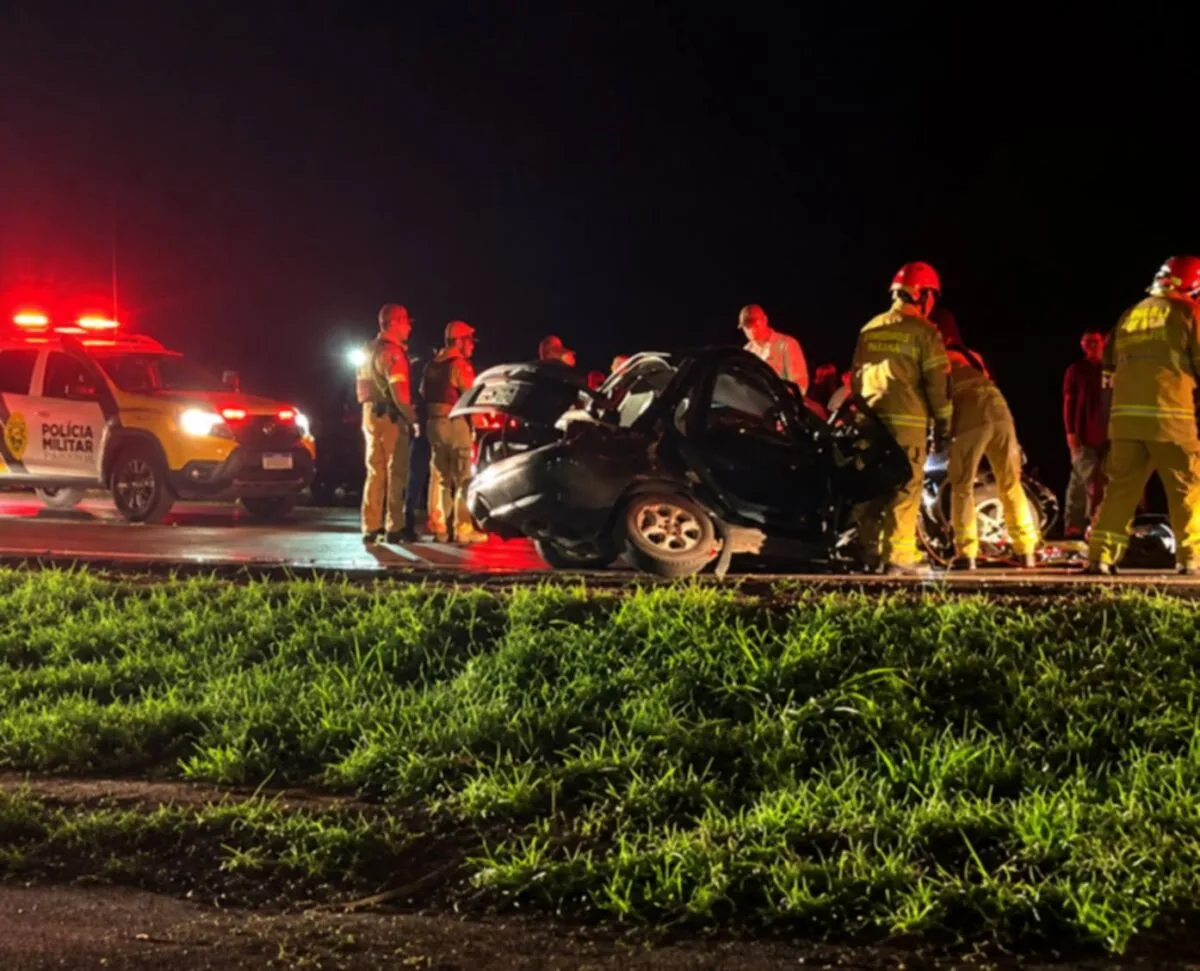 APUCARANA – Motorista fica preso às ferragens em grave acidente na BR-376
