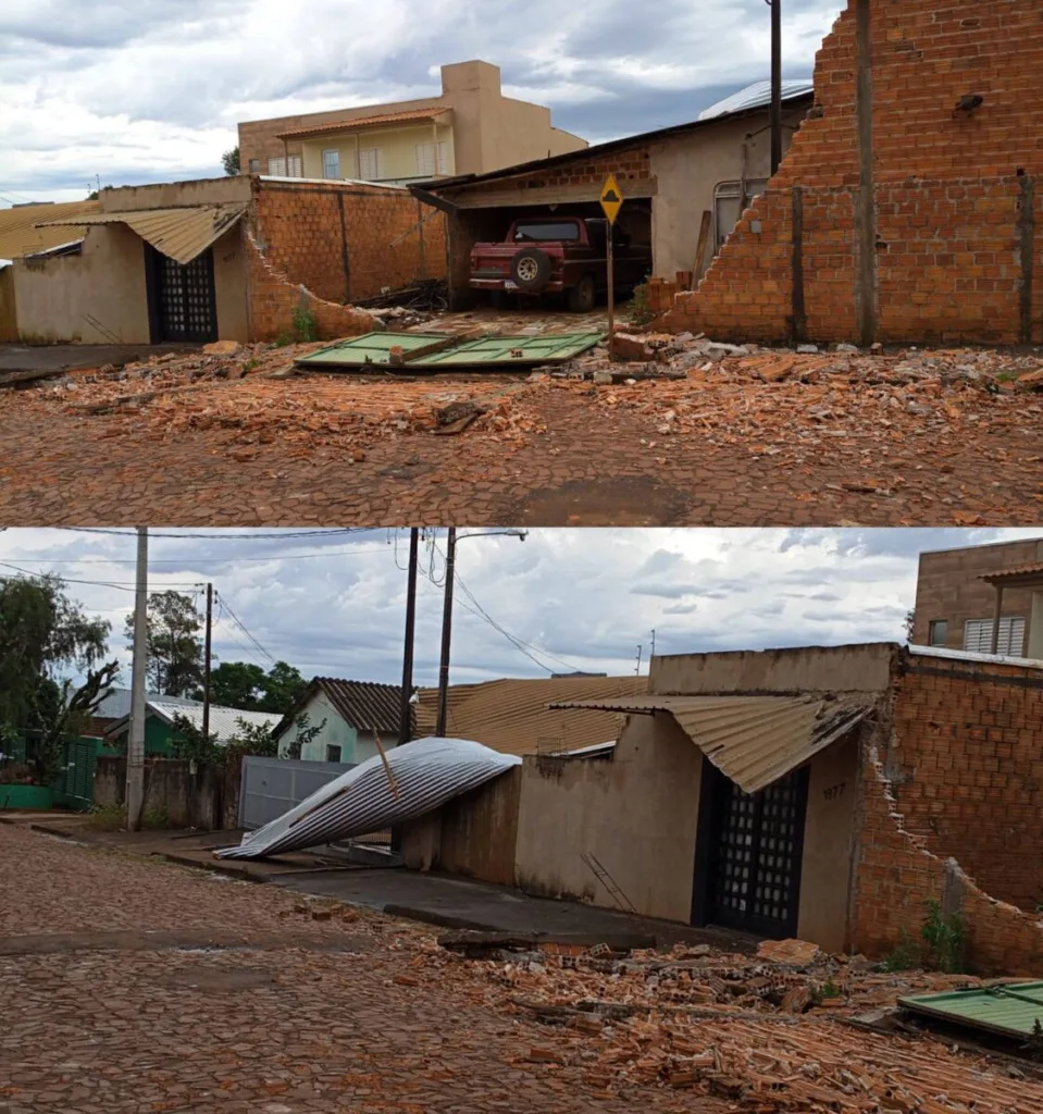 FAXINAL – Ventania derruba muros, portão e provoca danos em Igreja e caminhão na Vila Velha