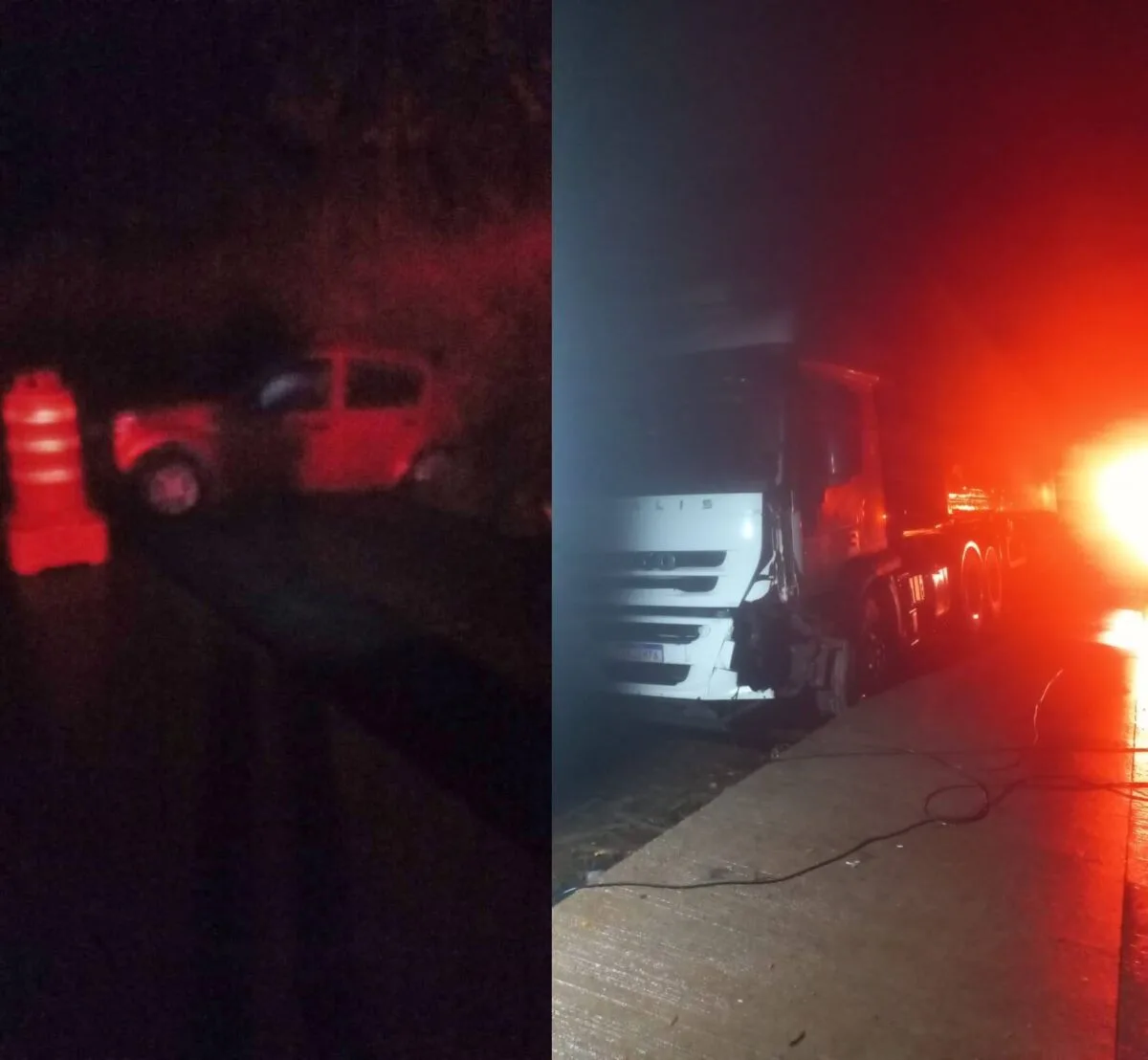 PITANGA – Caminhão bate na traseira de carro parado em sistema pare e siga na PR-460
