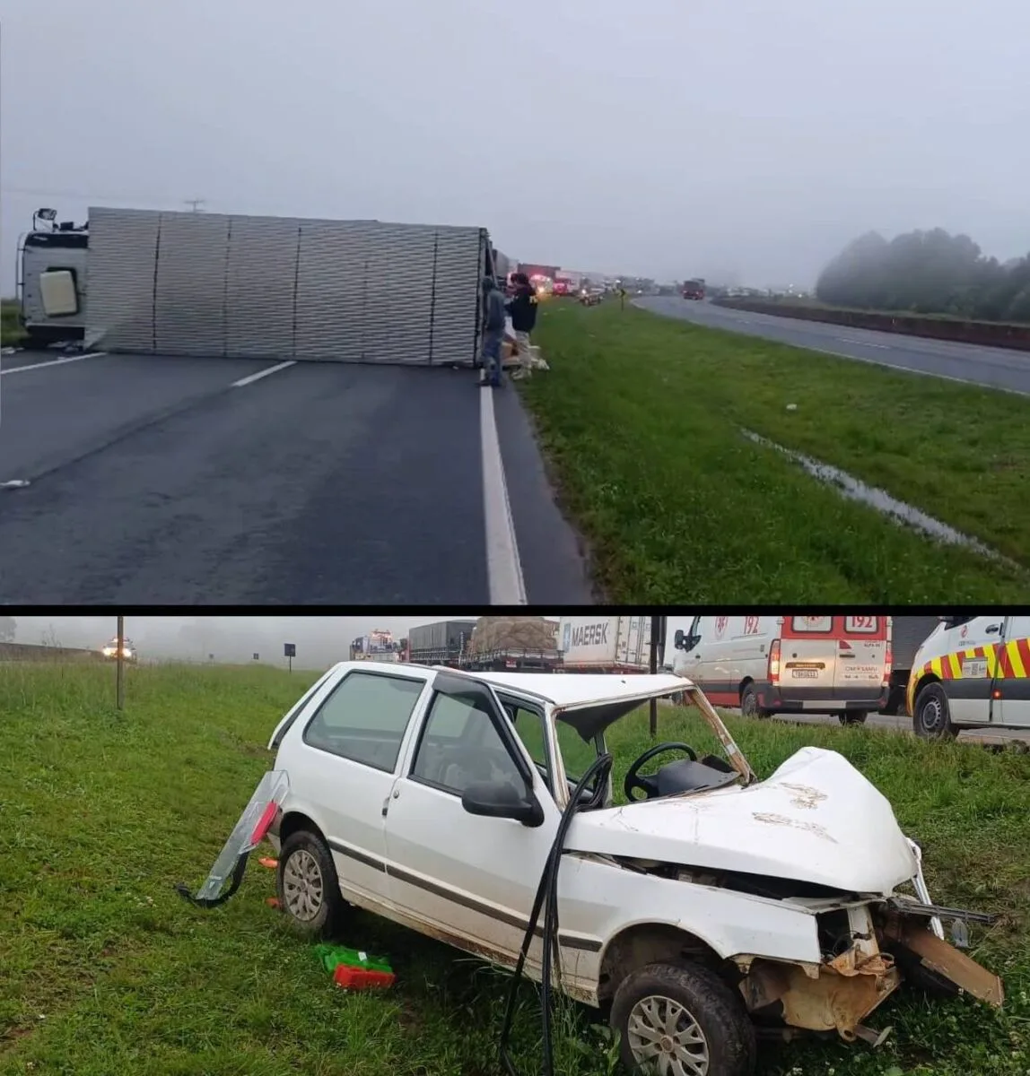 Vídeo mostra carro trafegando na contramão e provocando acidente em Ponta Grossa