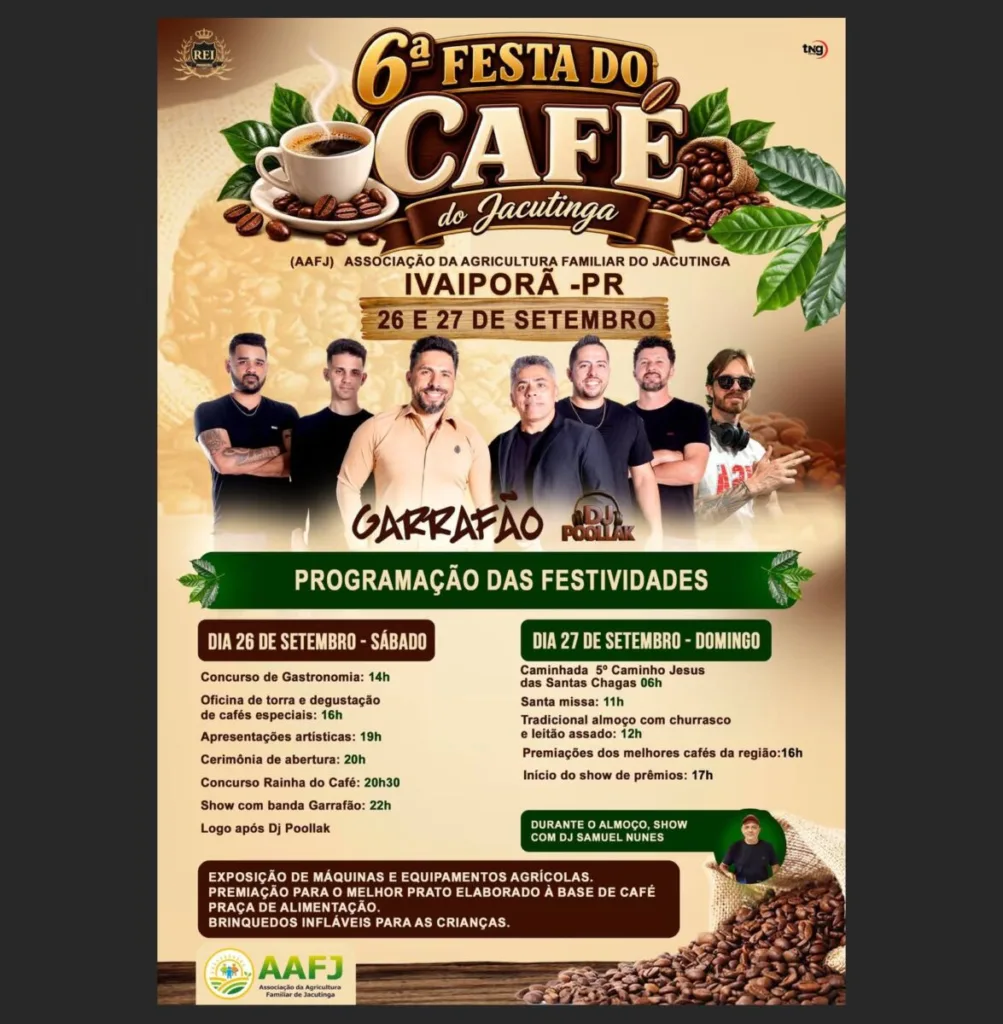 IVAIPORÃ – 6ª Festa do Café do Jacutinga acontece com shows, gastronomia e premiações