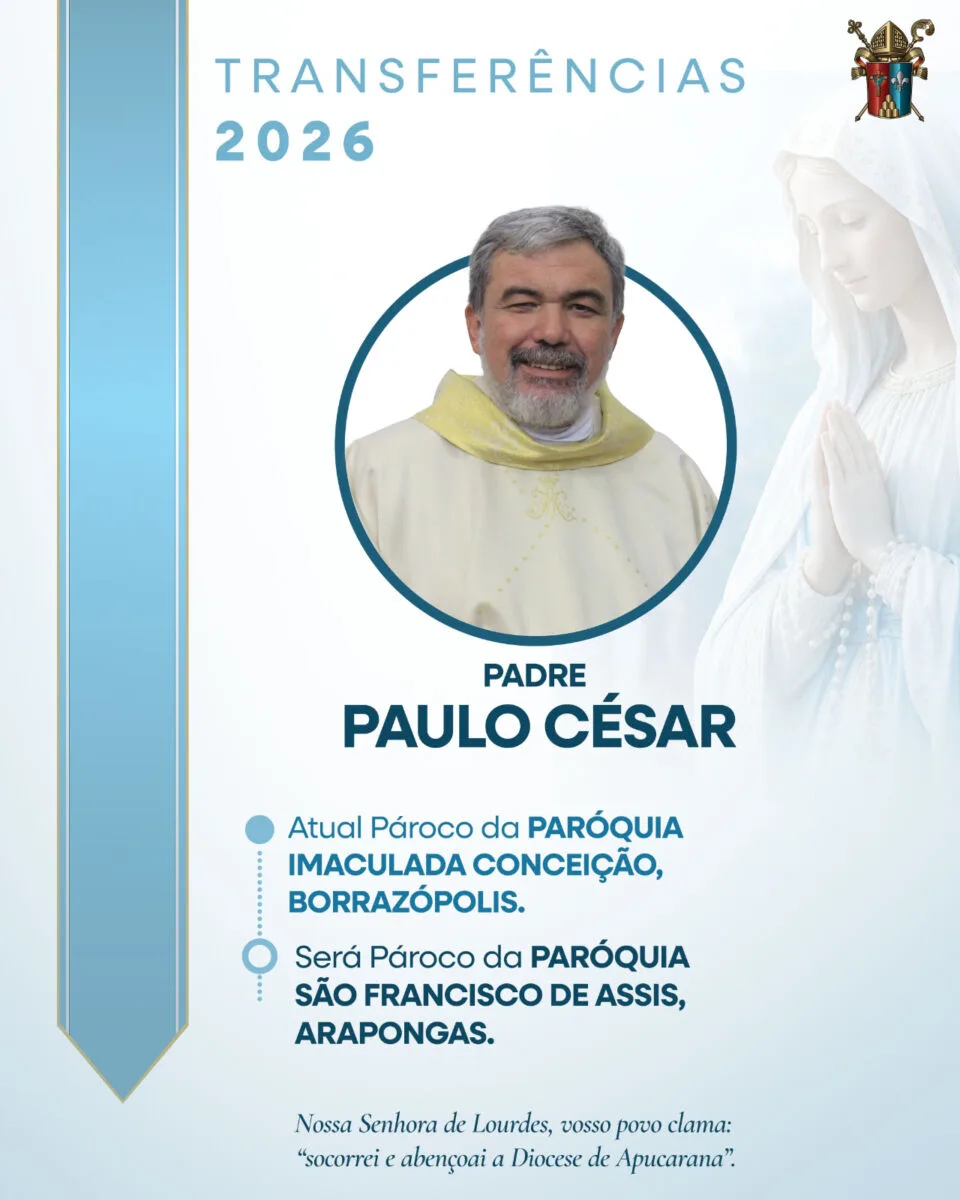 Padre Paulo é tranferido de Borrazópolis para Arapongas. A Paróquia será comandada pelo Pe Lucas de Colorado