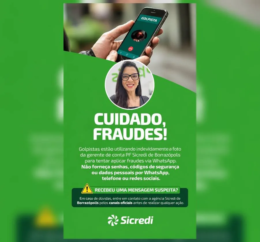 BORRAZÓPOLIS – Sicredi alerta sobre golpistas que usam foto de gerente para tentar aplicar fraudes