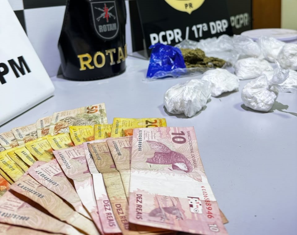 Polícia fecha ponto de tráfico e apreende cocaína, maconha e dinheiro em Cruzeiro do Oeste